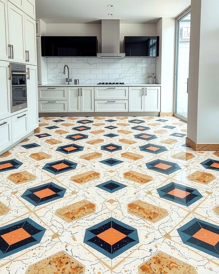 Geometric Patterned Terrazzo - 25 Terrazzo Kitchen Floor Ideas