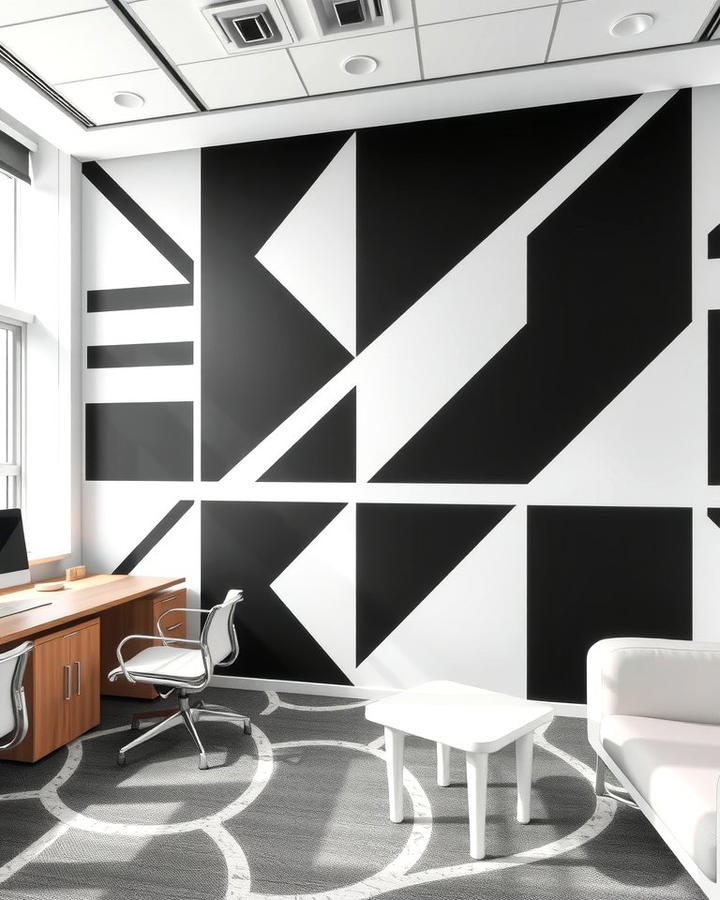 Geometric Patterned Wall - 25 Office Accent Wall Ideas