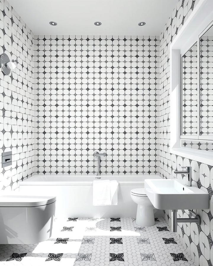 Geometric Patterns with Hexagon Tiles - 30 Bathrooms With Hexagon Tile Floors