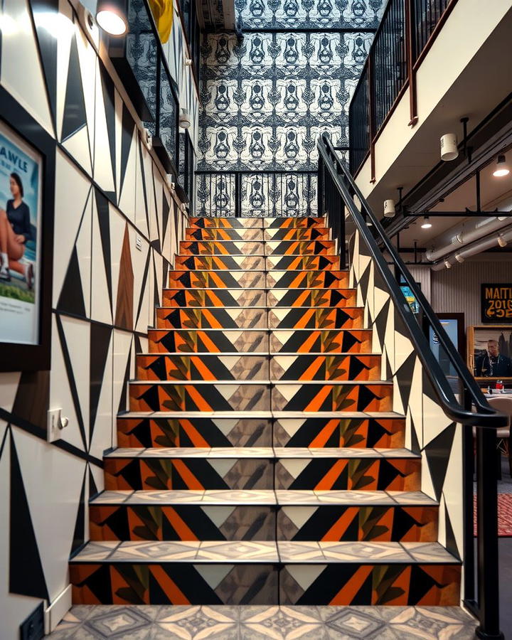 Geometric Patterns - 25 Painted Stair Ideas