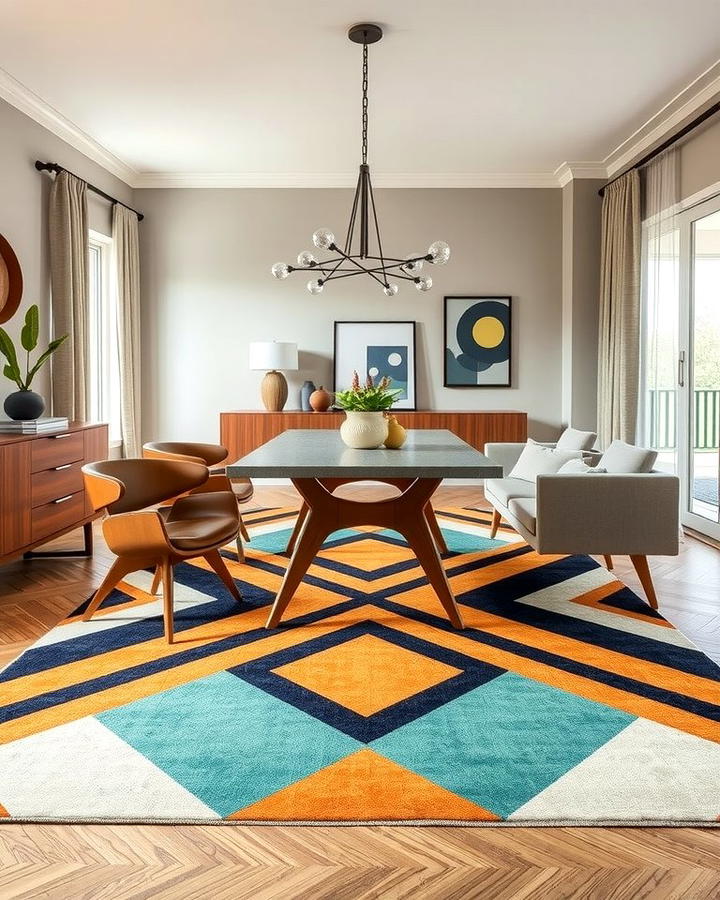 Geometric Rugs for a Bold Statement - 30 Dining Room Rug Ideas