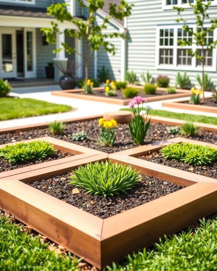 Geometric Shaped Flower Bed - 30 Front Yard Flower Bed Ideas