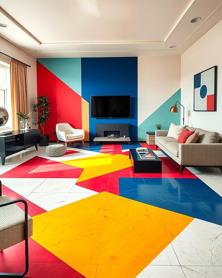 Geometric Shapes for a Bold Statement - 25 Painted Floor Ideas