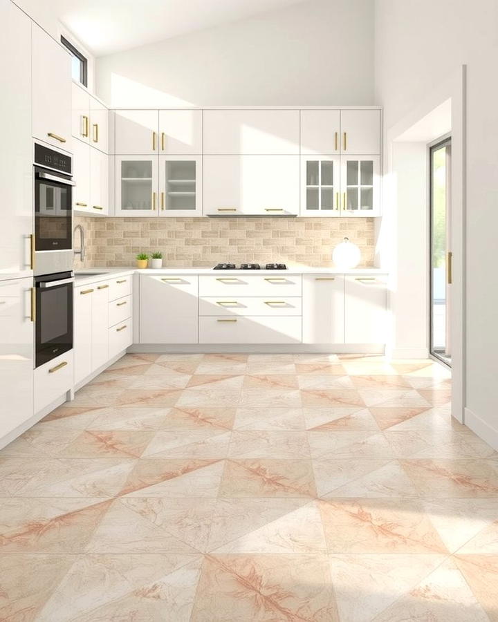 Geometric Tile Shapes - 25 Travertine Floor Kitchen Ideas