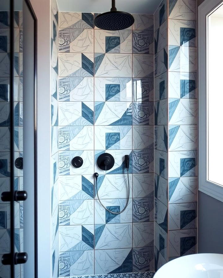 Geometric Tile Shower Walls - 25 Shower Wall Ideas