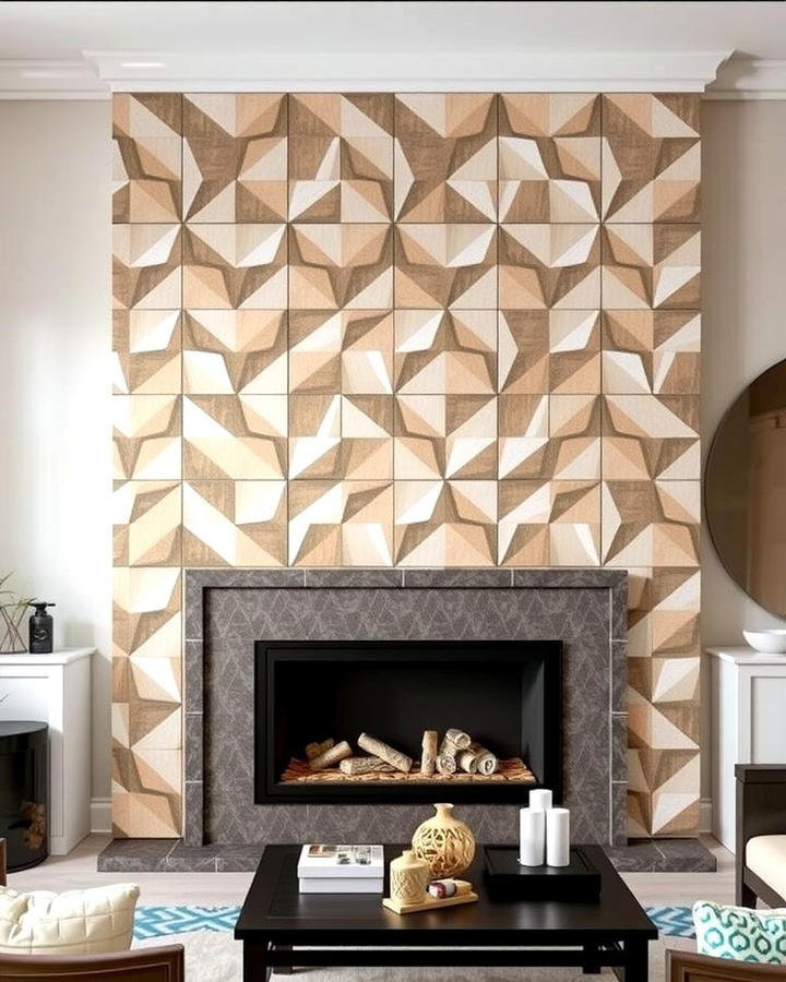 Geometric Tile Surround - 30 Fireplace Wall Ideas