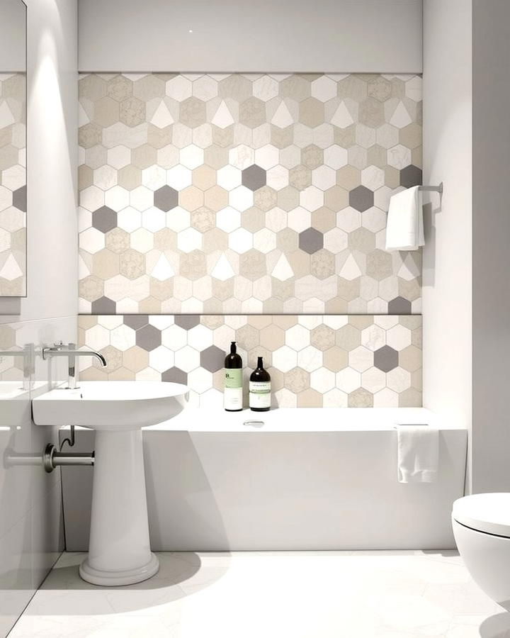 Geometric Tiles for Contemporary Style - 30 Half-wall Tile Bathroom Ideas