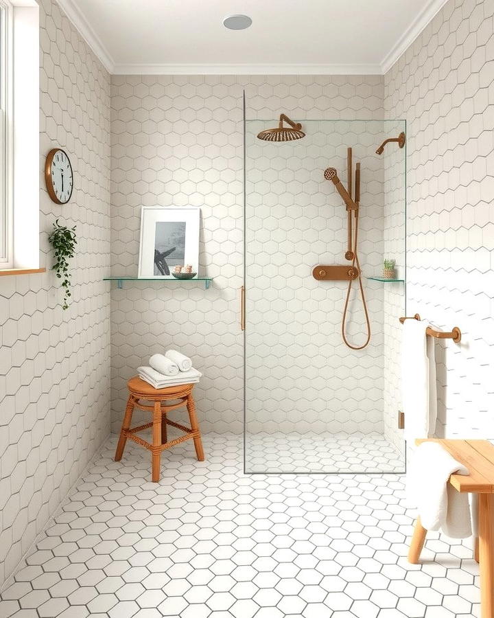 Geometric Tiles for Subtle Interest - 25 Scandinavian Bathroom Ideas