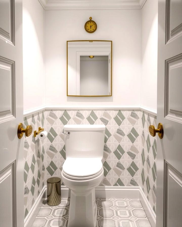 Geometric Wainscoting - 25 Powder Room Wainscoting Ideas