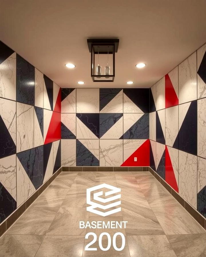 Geometric Wall Patterns - 30 Basement Wall Ideas