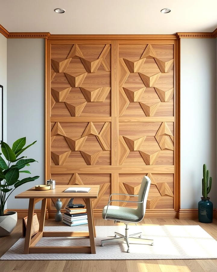 Geometric Wood Trim Wall - 25 Wood Trim Accent Wall Ideas