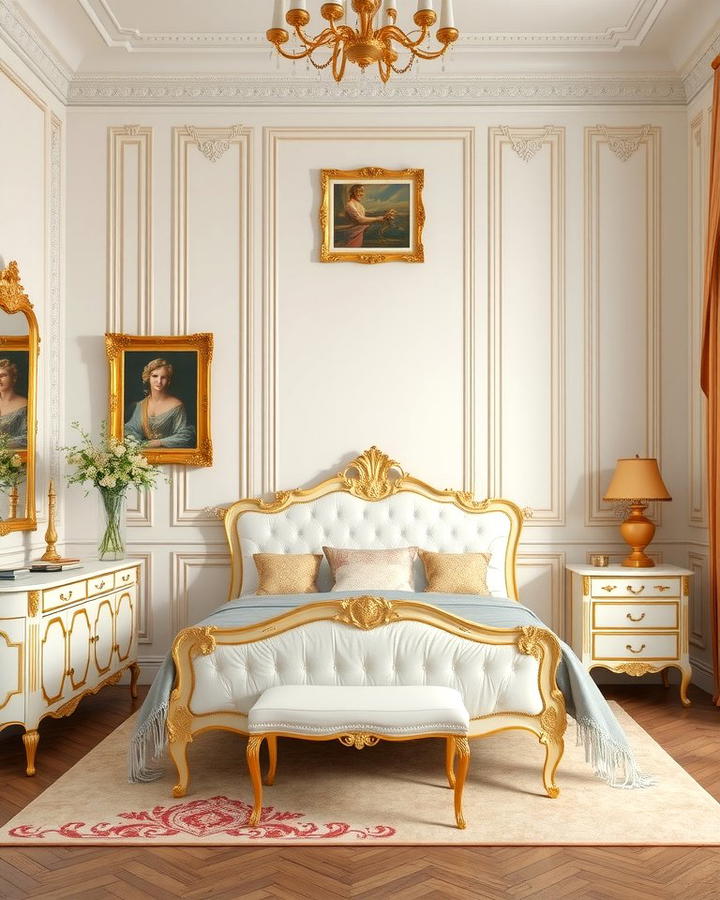 Gilded Accents - 30 French Bedroom Decor Ideas