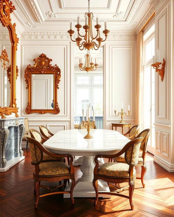 Gilded Accents - 25 Parisian Dining Room Ideas