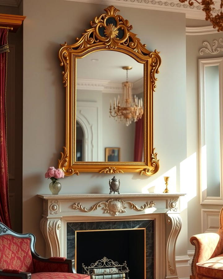 Gilded Frame Mirror - 25 Mirror Over Fireplace Ideas