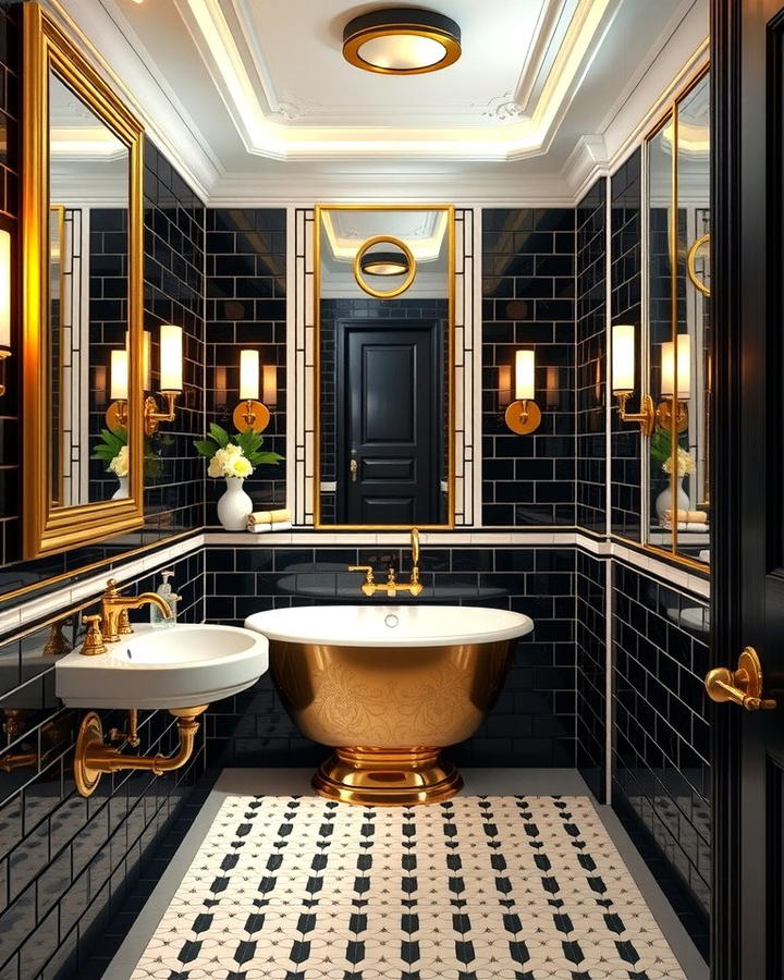 Glamorous Gold Accents - 30 Art Deco Bathroom Ideas