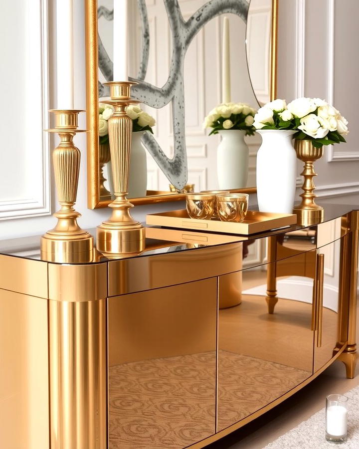 Glamorous Metallic Accents - 25 Sideboard Decor Ideas