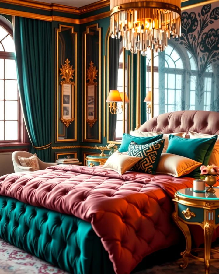 Glamorous Pink and Green with Metallics - 25 Pink and Green Bedroom Ideas