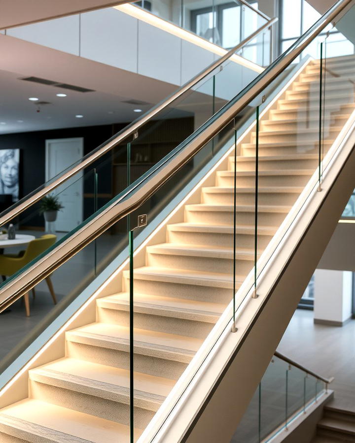 Glass Balustrade Lighting for a Sleek Finish - 25 Staircase Lighting Ideas