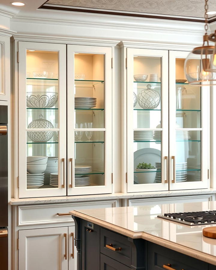 Glass Cabinet Doors for a Modern Touch - 25 Transitional Kitchen Ideas