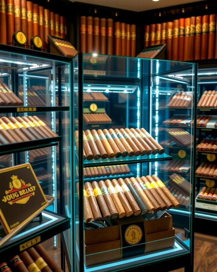 Glass Cigar Display Case - 30 Cigar Room Ideas