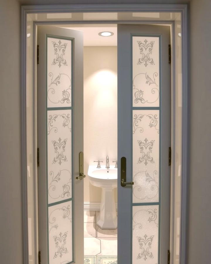 Glass Doors for Openness - 25 Small Powder Room Ideas