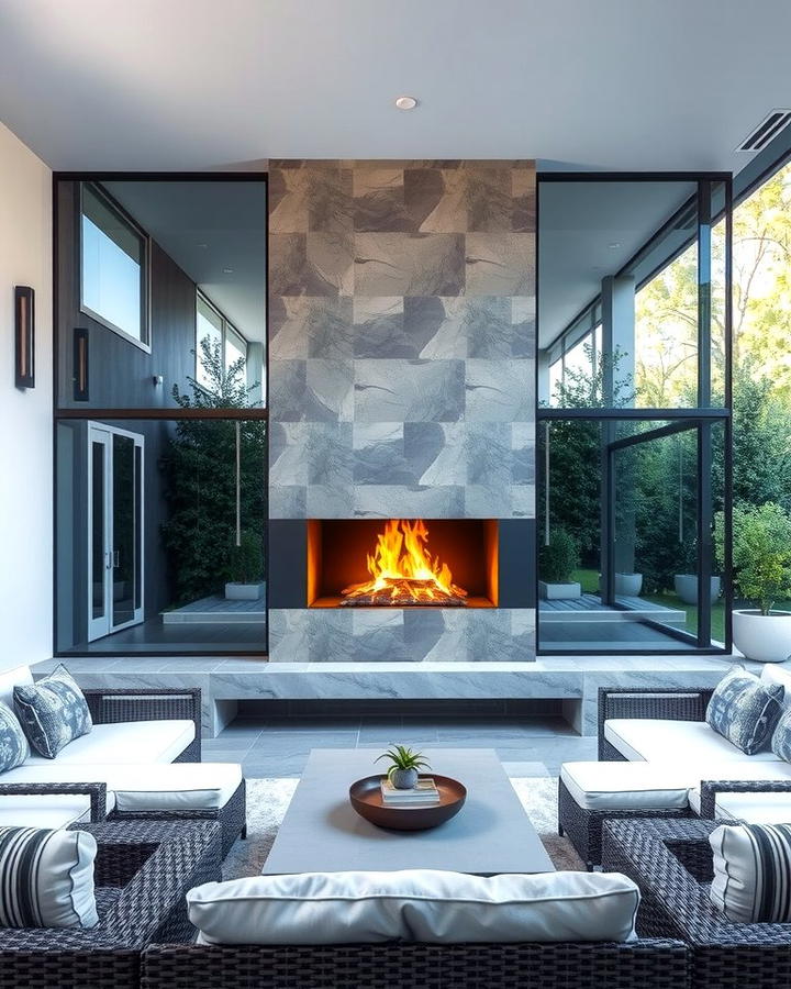 Glass Enclosed Fireplace - 25 Outdoor Fireplace Ideas