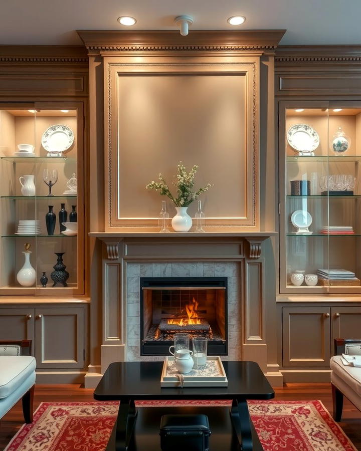 Glass Front Cabinets - 30 Fireplace Built-in Ideas