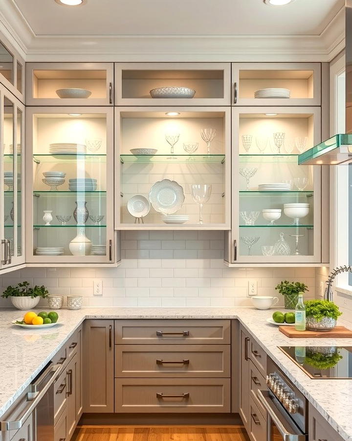 Glass Front Cabinets for an Elegant Touch - 25 Transitional Kitchen Ideas