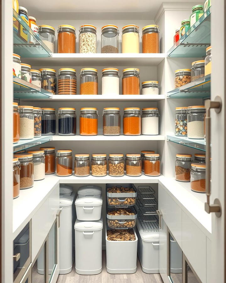 Glass Jar Shelving for a Transparent Touch - 25 Pantry Shelving Ideas