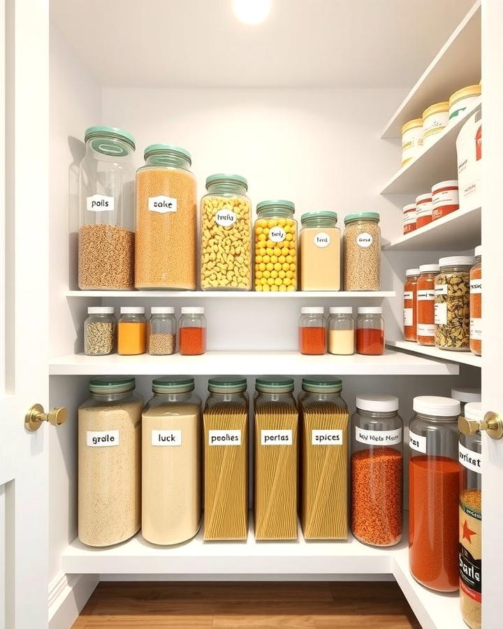 Glass Jars for Organized Storage - 25 Open Pantry Ideas