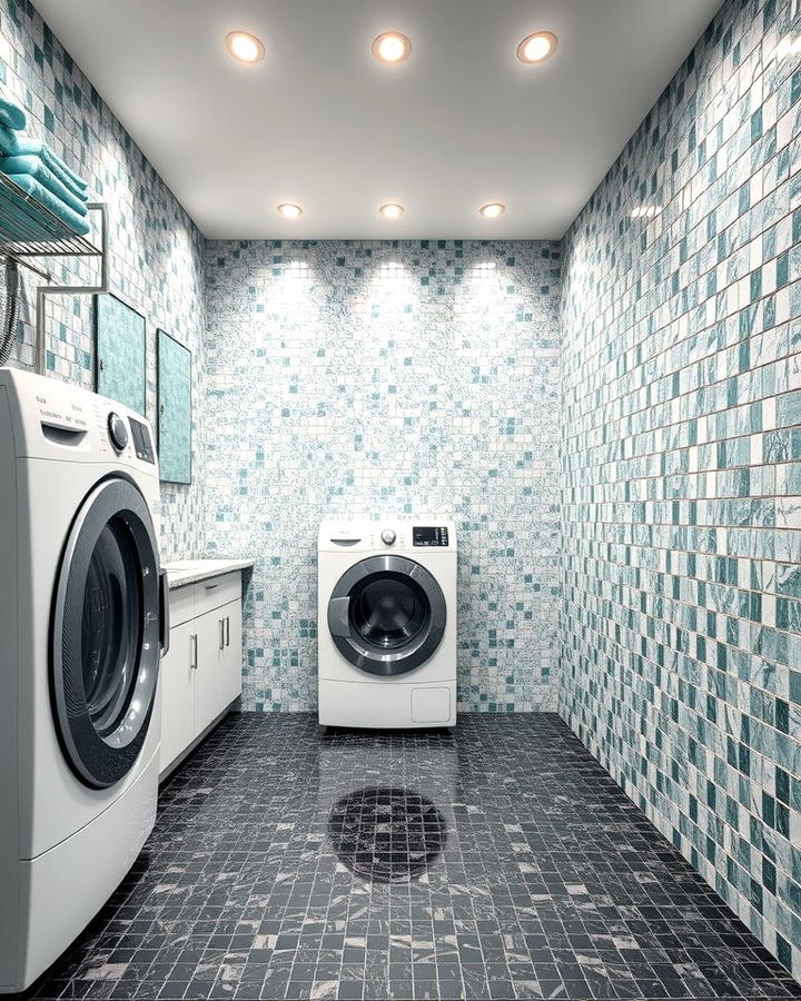 Glass Mosaic Tiles - 30 Laundry Room Tile Ideas