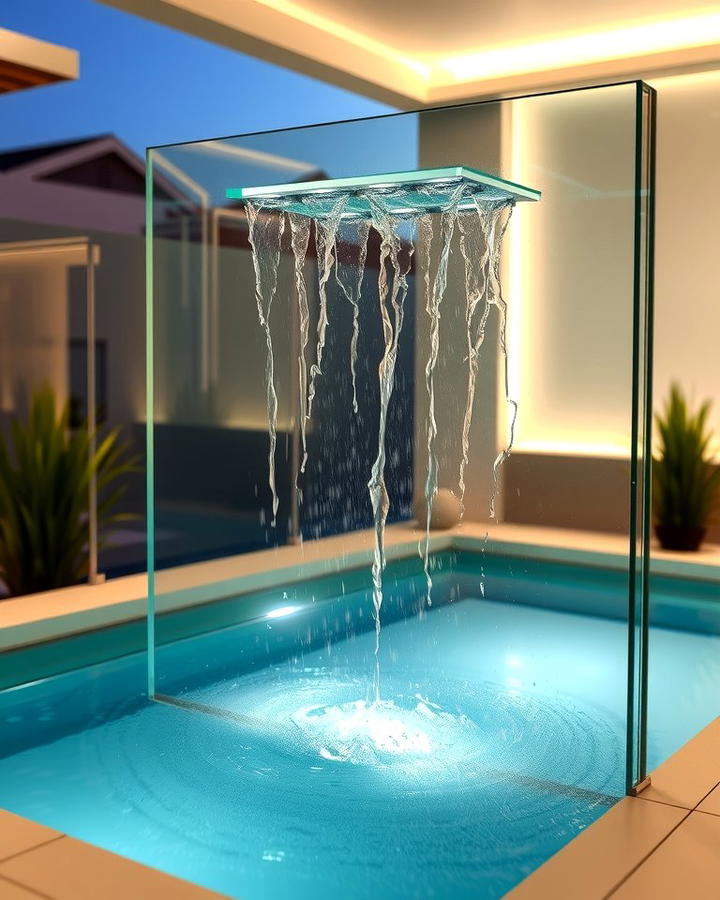 Glass Panel Waterfall - 25 Small Pool Waterfall Ideas