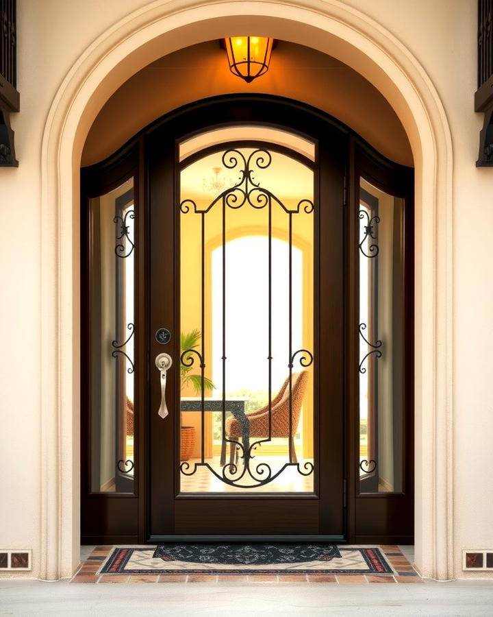 Glass Panels with Iron Grilles - 25 spanish style front door ideas