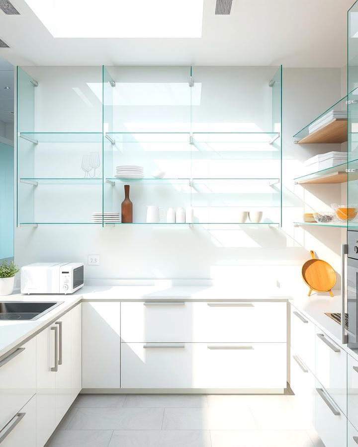 Glass Shelves for a Light and Airy Look - 25 Open Shelving Kitchen Ideas