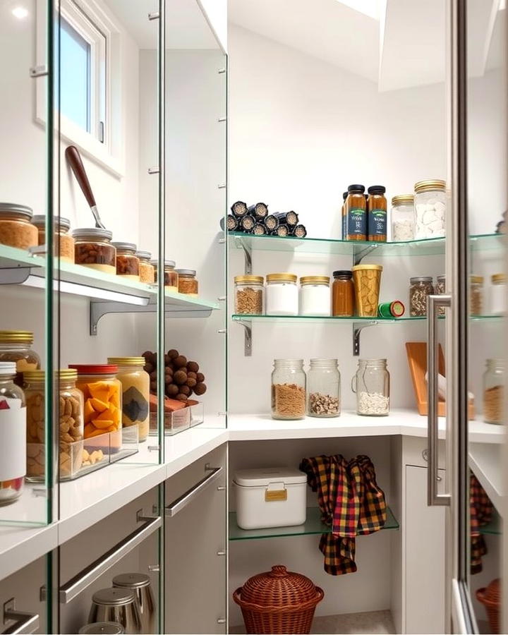 Glass Shelves for a Modern Touch - 25 Pantry Shelving Ideas