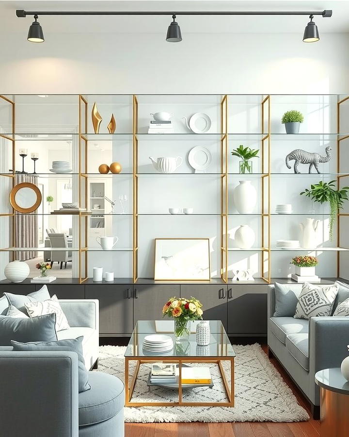 Glass Shelves for an Elegant Touch - 30 Living Room Shelf Ideas