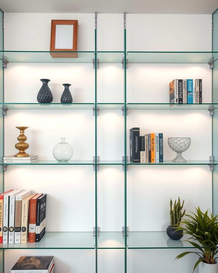 Glass Shelving for a Sophisticated Touch - 25 Office Shelving Ideas