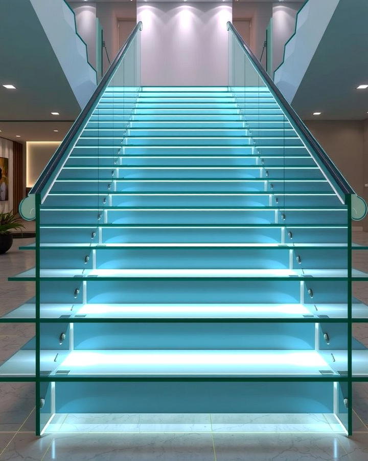 Glass Staircase Illumination - 25 Staircase Lighting Ideas