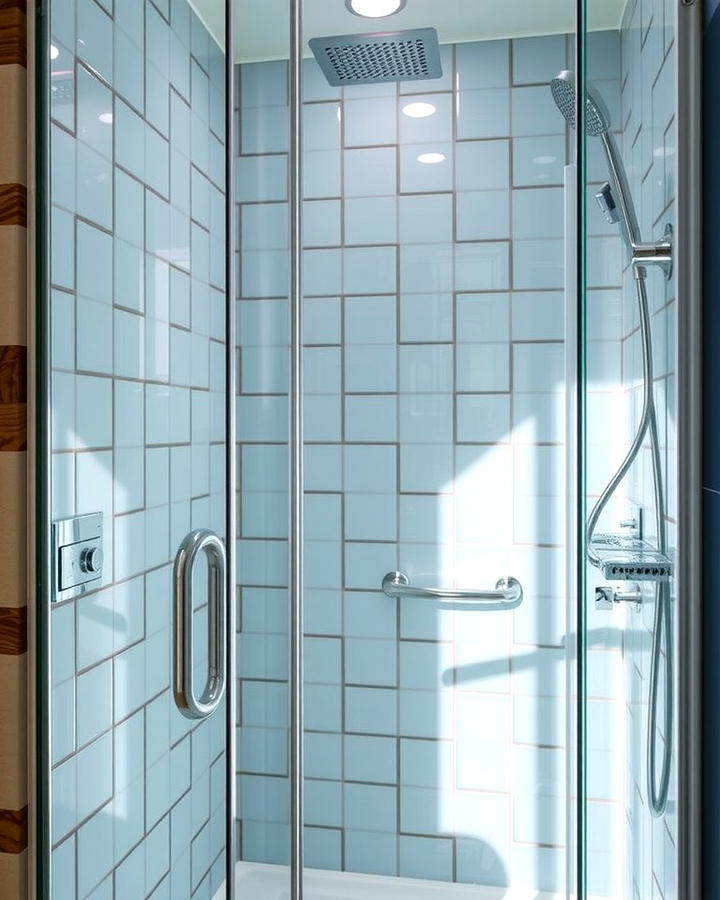 Glass Tiles for a Contemporary Look - 25 Walk-in Shower Tile Ideas