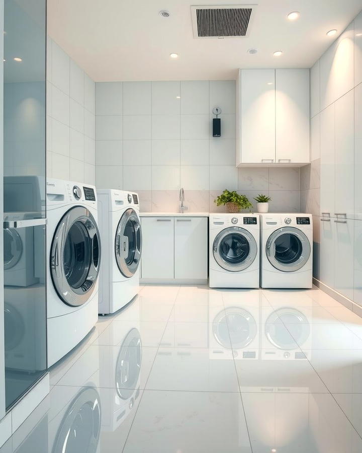 Glass Tiles for a Sleek and Reflective Look - 30 Laundry Room Tile Ideas