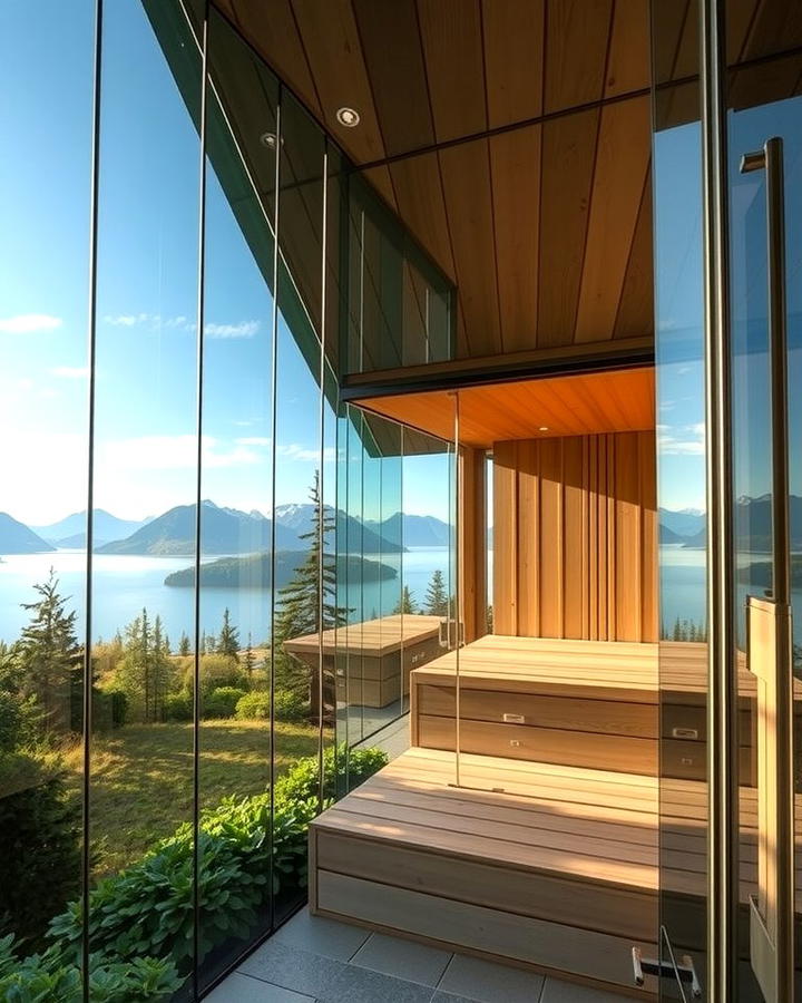 Glass Walled Sauna with Panoramic Views - 25 Outdoor Sauna Ideas