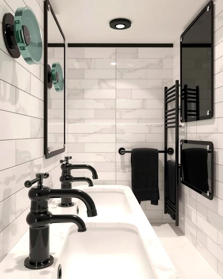 Glossy Black Fixtures - 30 Art Deco Bathroom Ideas