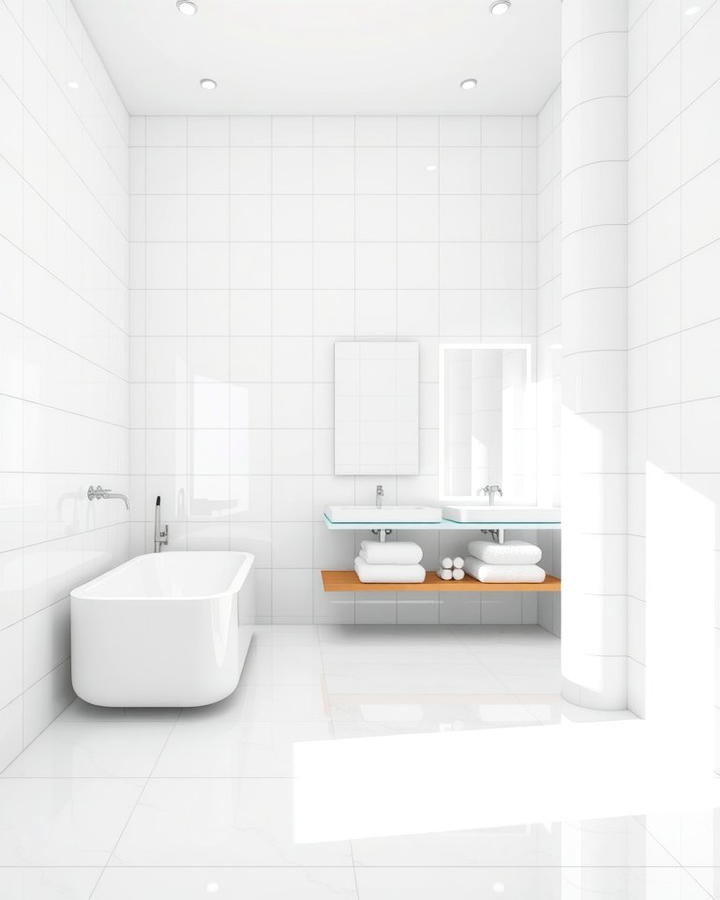 Glossy White Tiles for a Bright Finish - 30 White Tile Bathroom Ideas