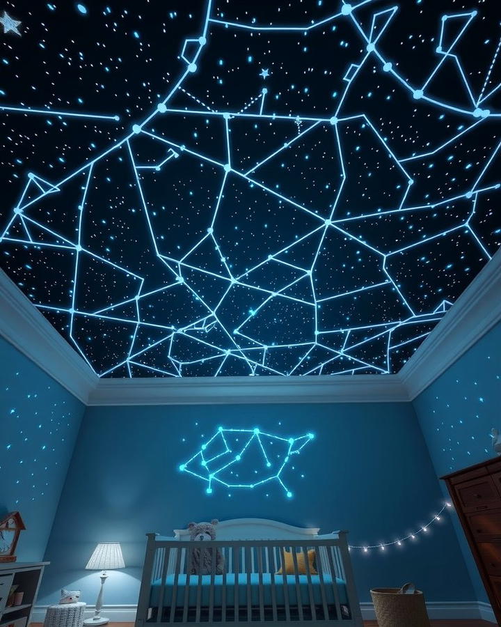 Glow in the Dark Stars Ceiling - 25 Space-themed Nursery Ideas