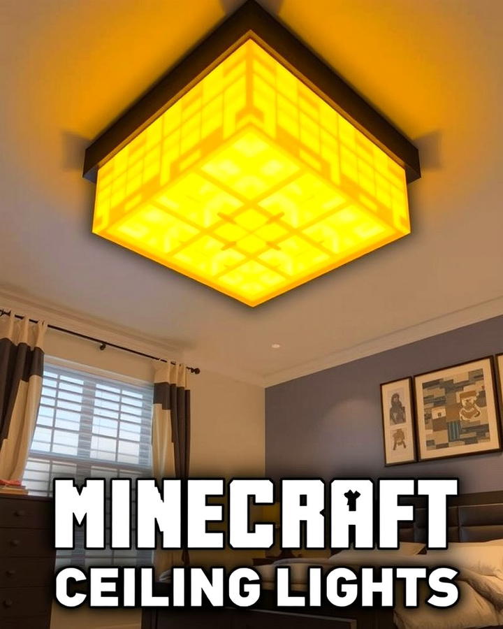 Glowstone Ceiling Lights - 30 Minecraft Themed Bedroom Ideas