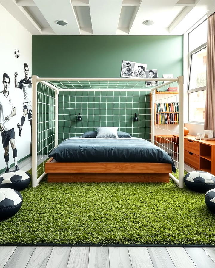 Goalpost Bed Frame - 30 Soccer Themed Bedroom Ideas