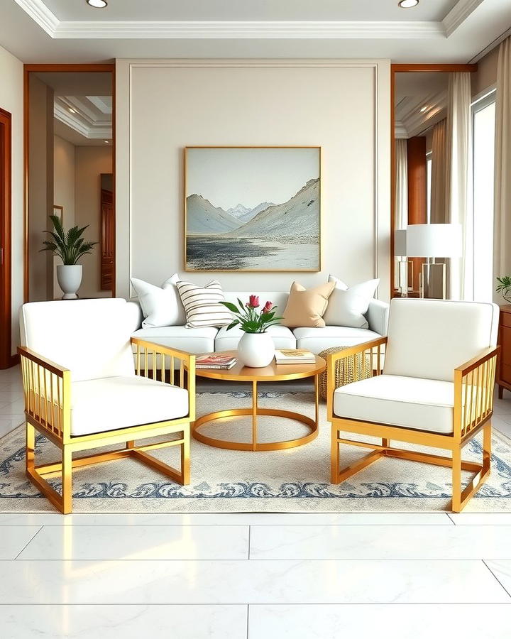 Gold Accent Chairs - 25 White and Gold Living Room Ideas