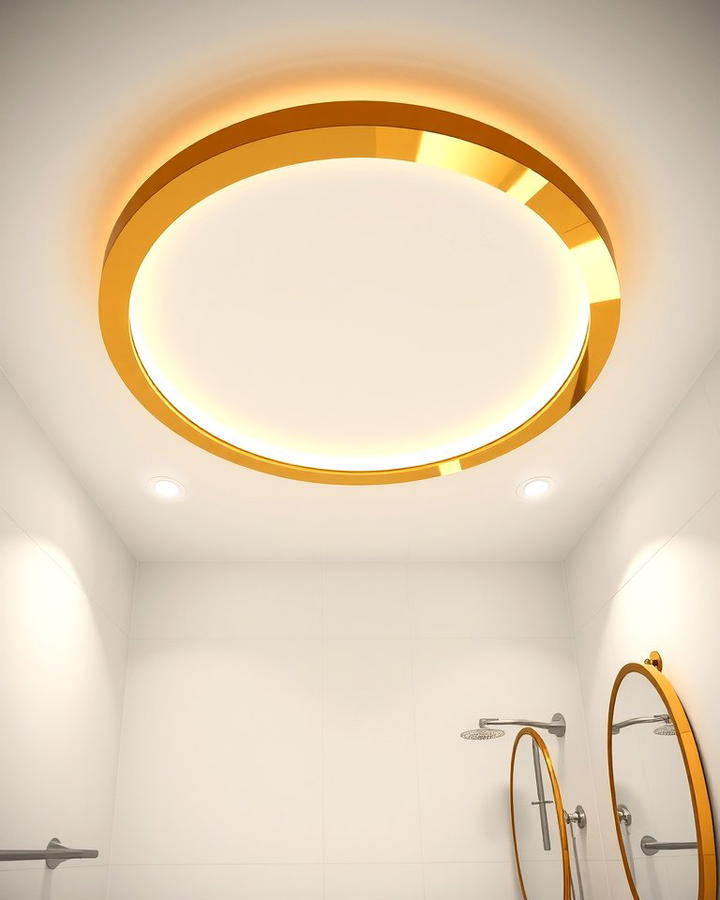 Gold Accented Ceiling Fixtures - 25 White and Gold Bathroom Ideas