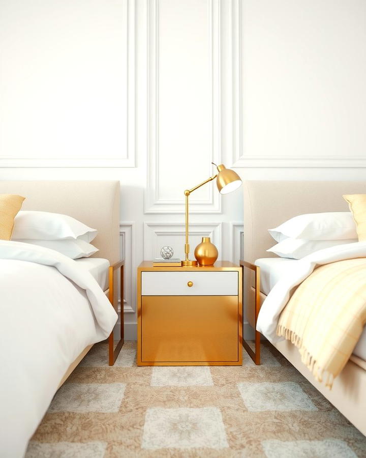 Gold Bedside Tables - 25 White and Gold Bedroom Ideas