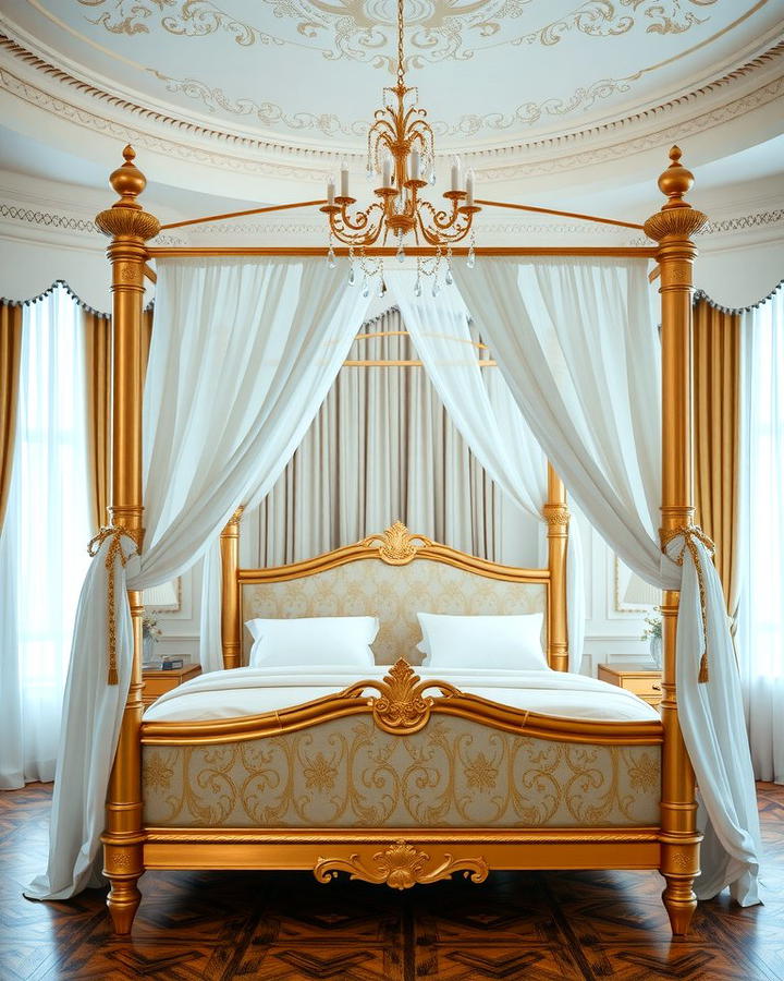 Gold Canopy Bed Frame - 25 White and Gold Bedroom Ideas